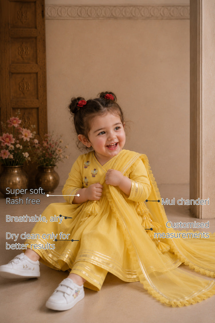 Yellow Duck Girls' Angrakha Set features