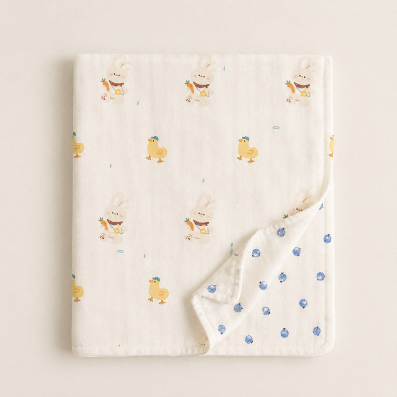 Yellow Duck bamboo baby quilt — yellow duck print, soft bamboo cotton