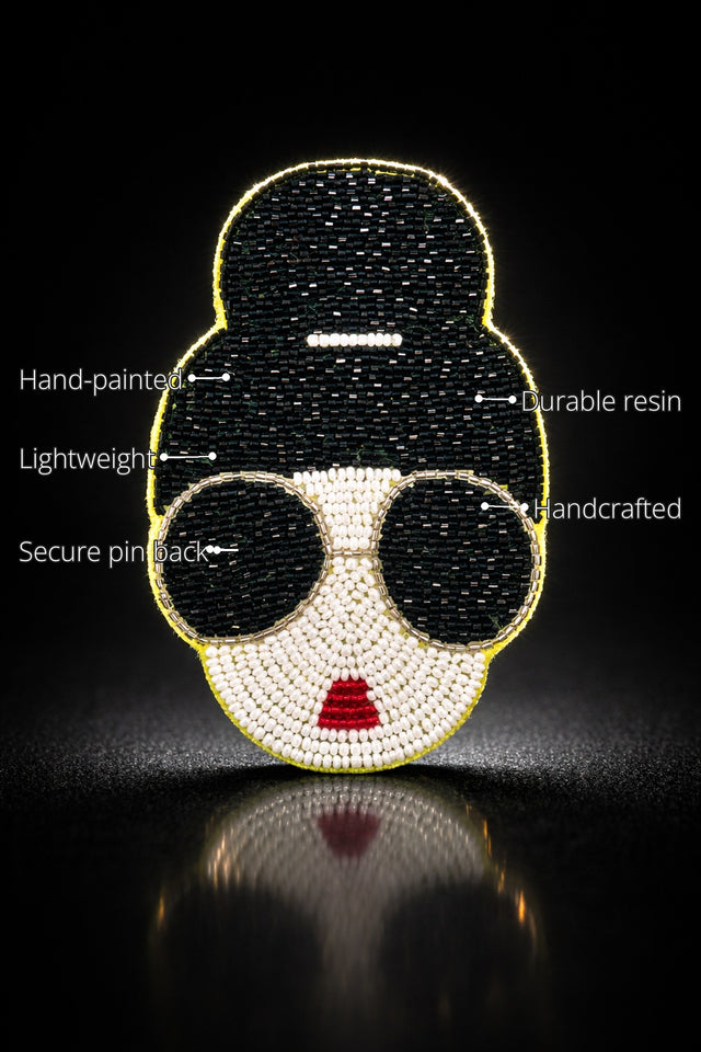 Girl with Glasses Brooch features