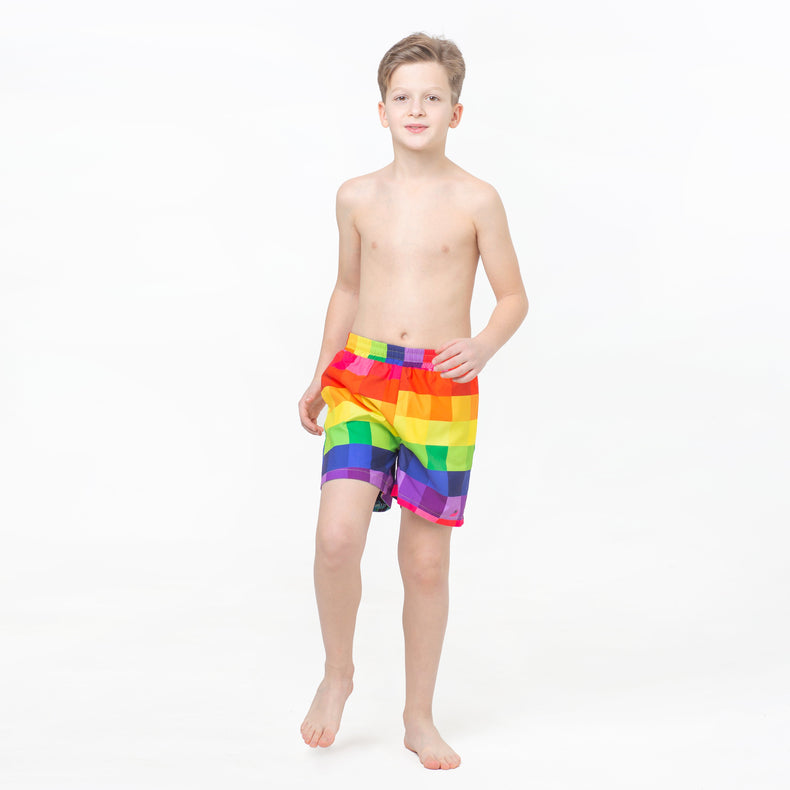 Multicolored Pixels, Psychedelic Fish Reversible Flipout Shorts