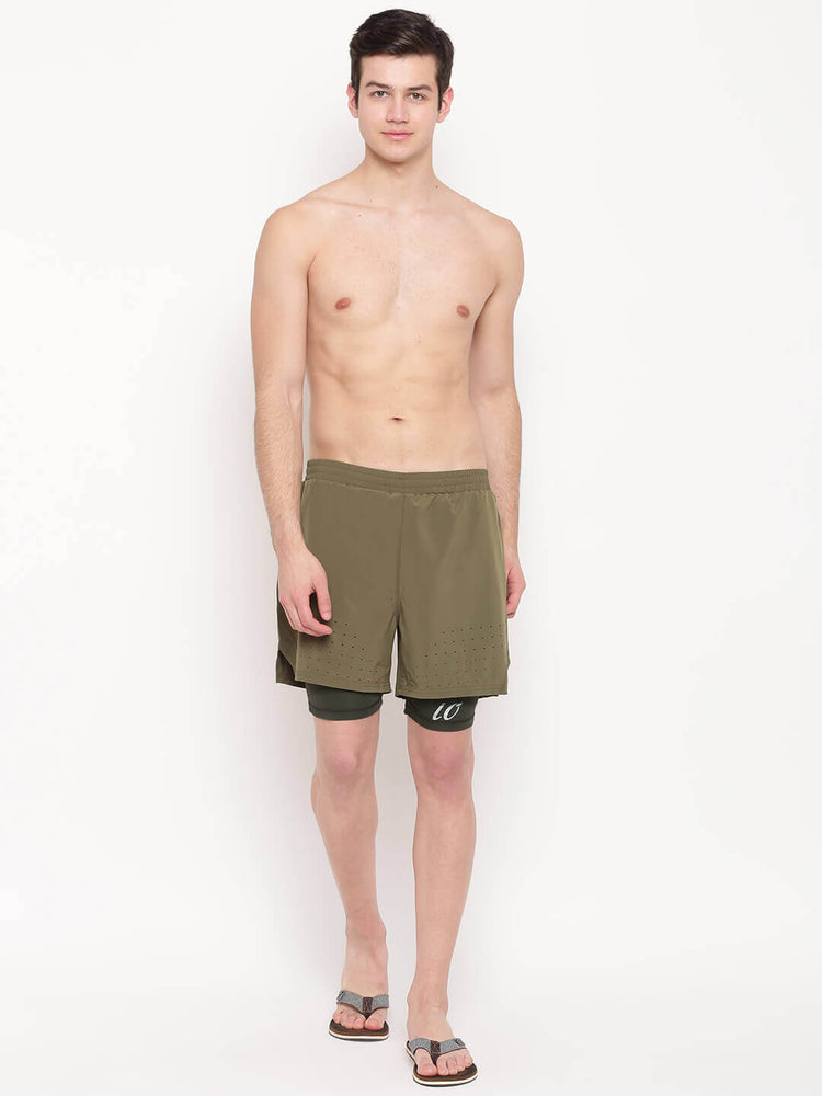 Olive Shorts with Jammers