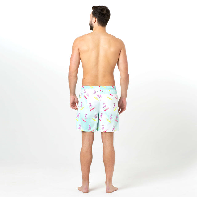 Flamingos Surf Up Fun in the Sun Shorts