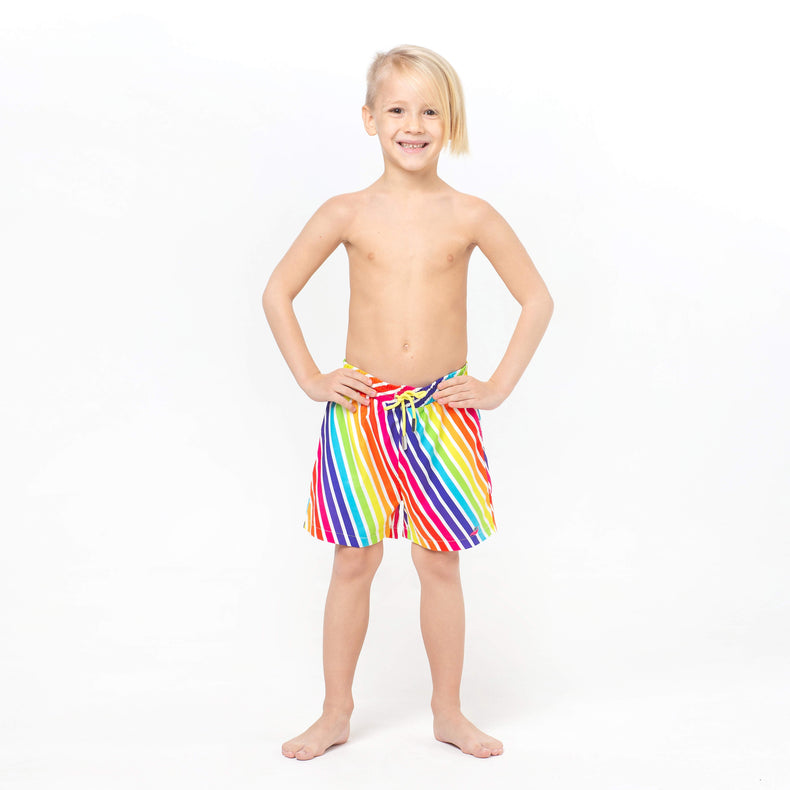 Multicolored Pinstripes Fun in the Sun Shorts