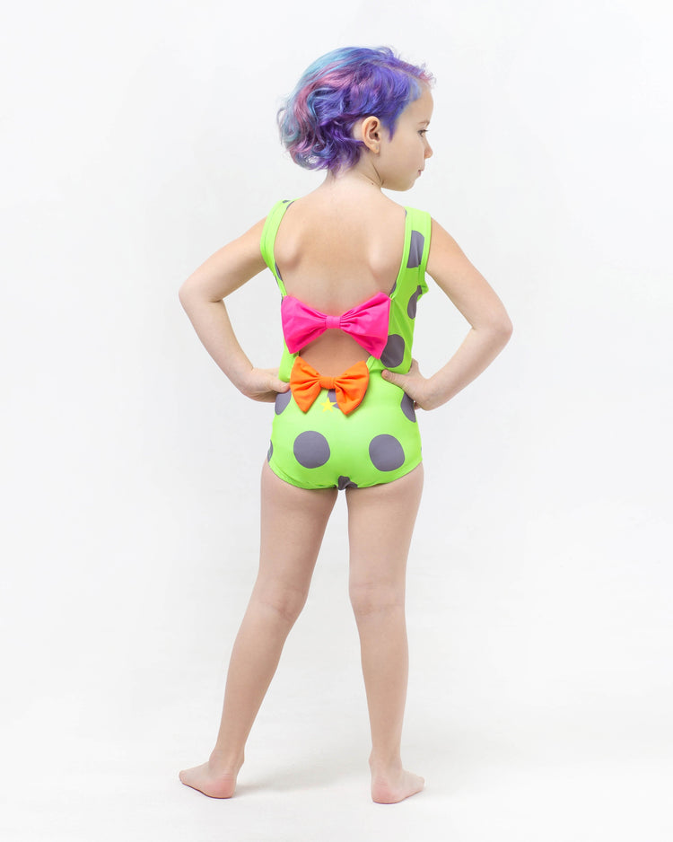 Neon Green Polka Dots Sandy Toes Maillots (Ocean Breeze)