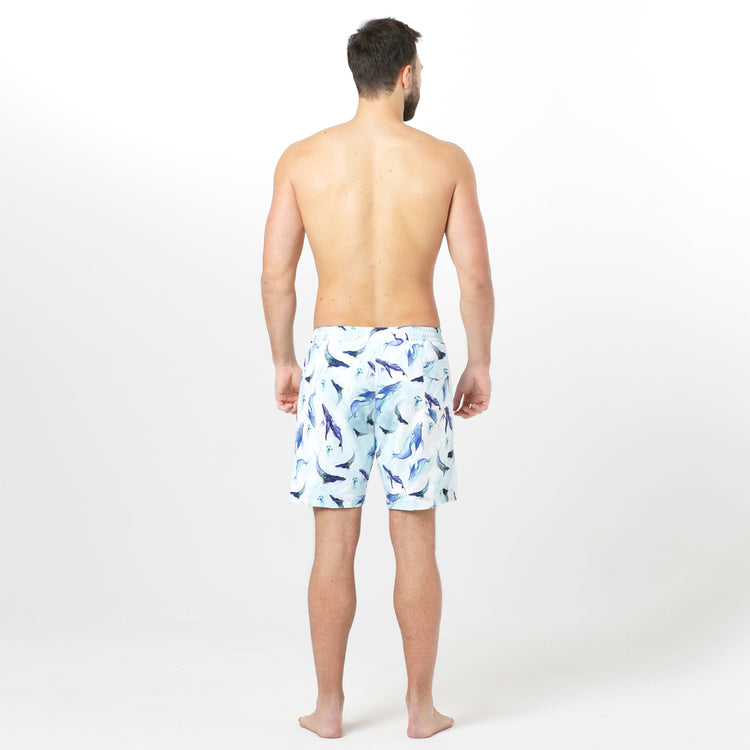 Navy and White Stripes, Serene Whales Reversible Flipout Shorts