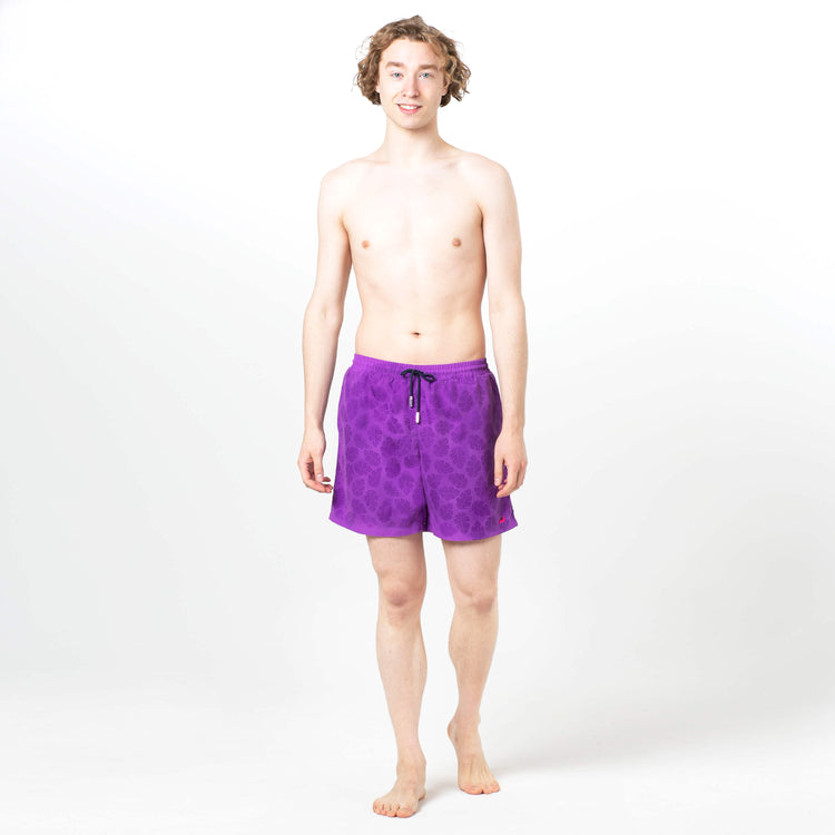 Tropical Leaves Purple Magic Printed Shorts