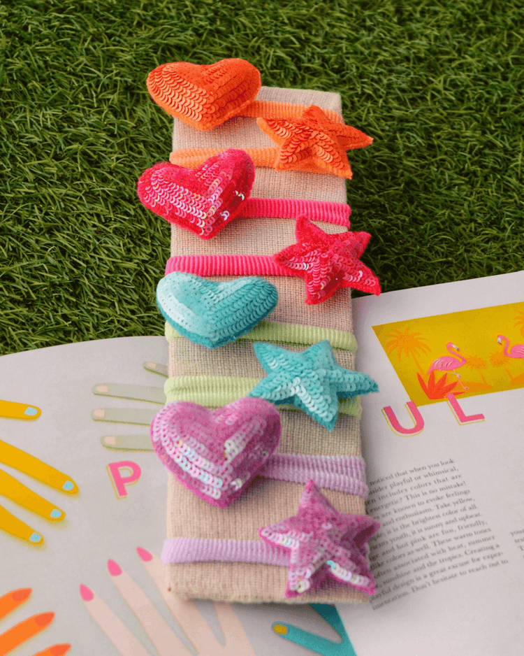 HEART- STAR HAIR TIES (Set of 8)