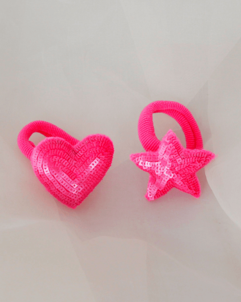 HEART- STAR HAIR TIES