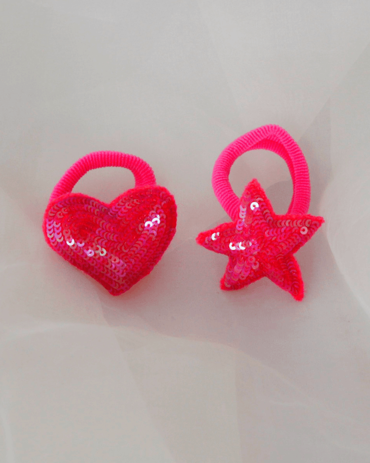 HEART- STAR HAIR TIES