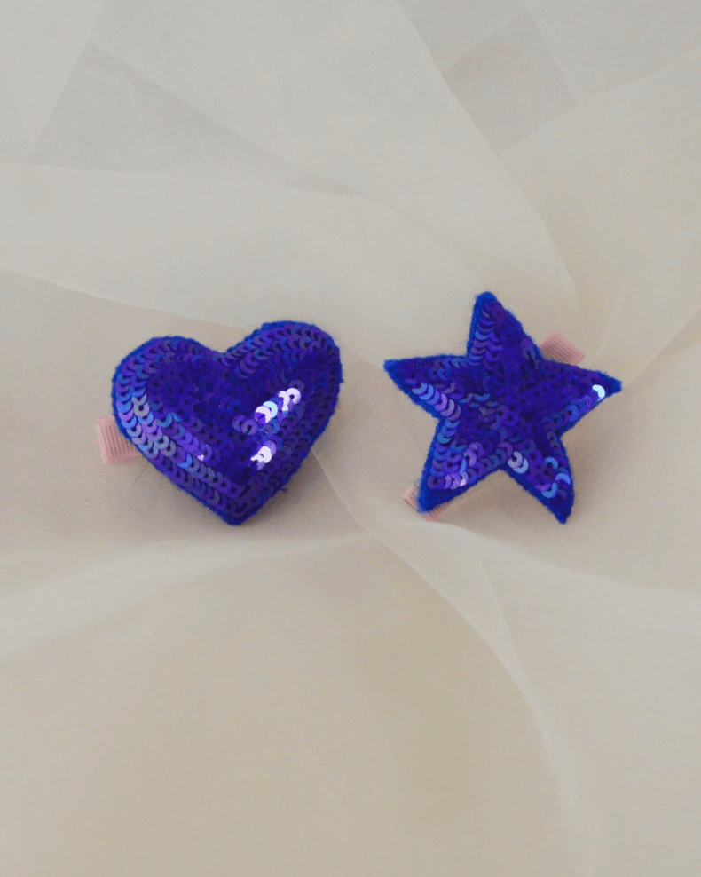 Anaario Heart-Star Clip, Blue hair clip for kids