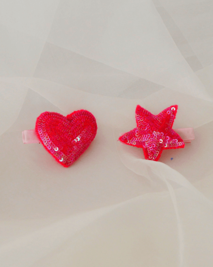 Anaario Heart-Star Clip, Pink hair clip for kids