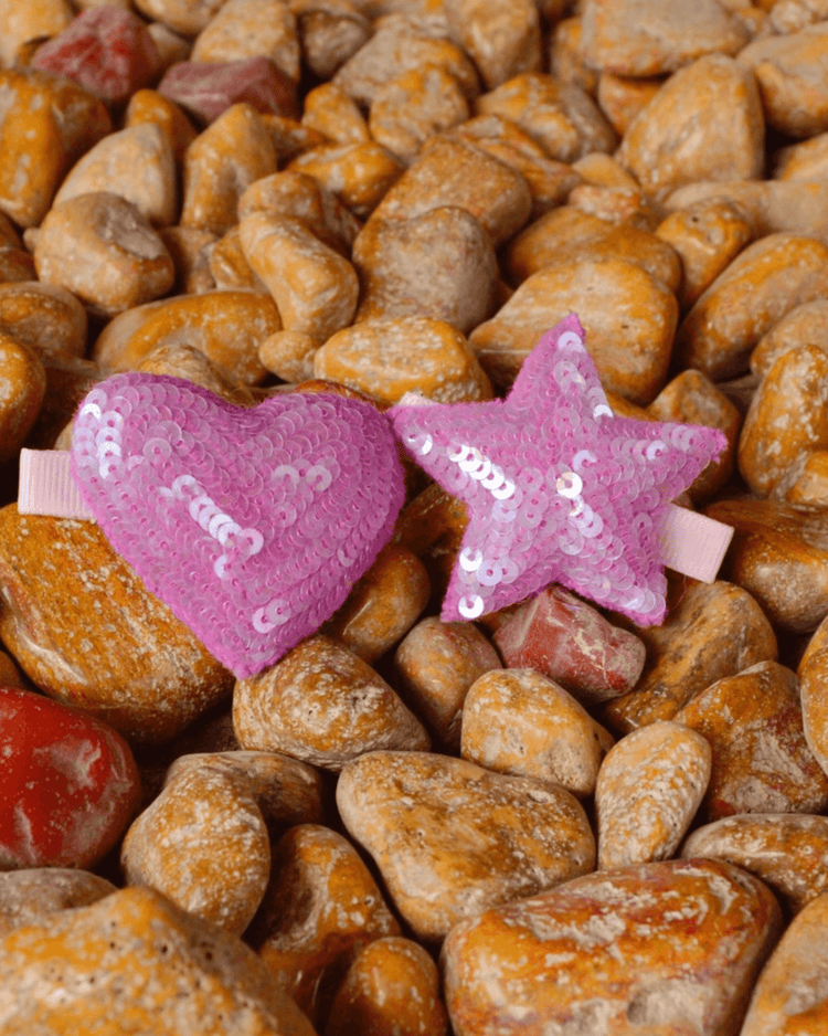 Anaario Heart-Star Clip, Purple hair clip for kids