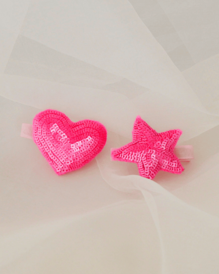 Anaario Heart-Star Clip, Light Pink hair clip for kids