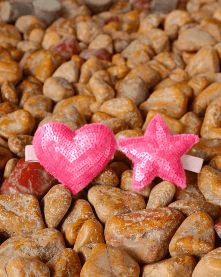 Anaario Heart-Star Clip, Light Pink hair clip for kids
