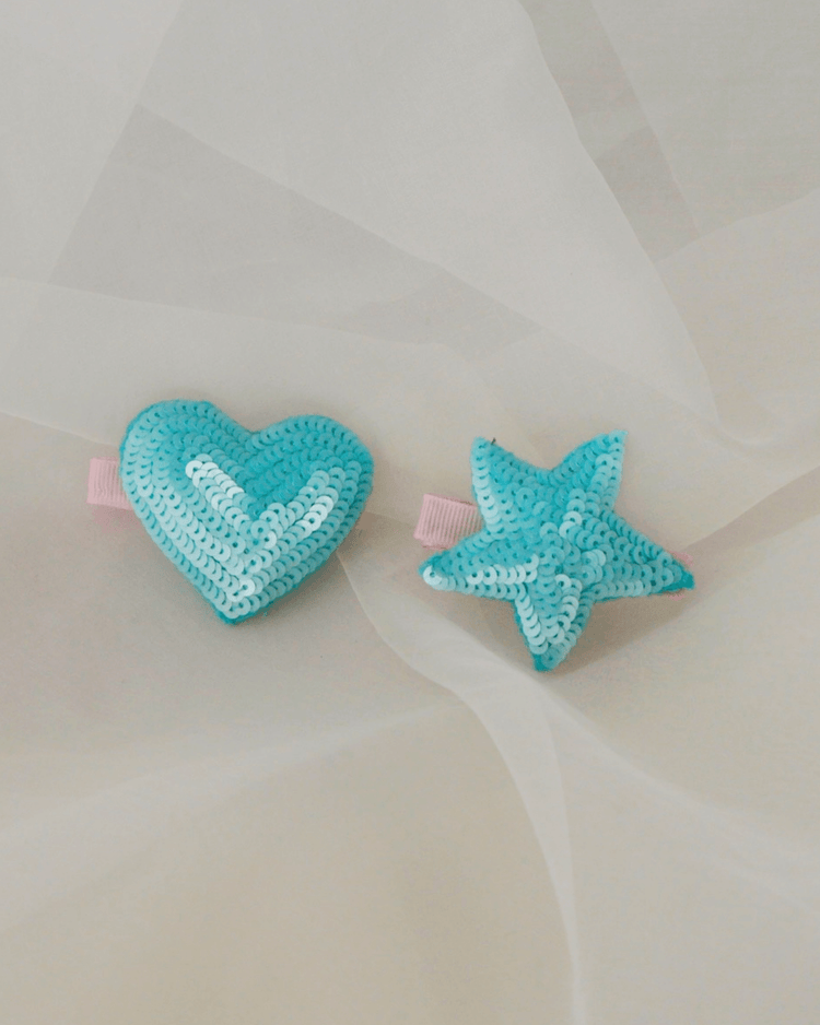 Anaario Heart-Star Clip, Light Blue hair clip for kids