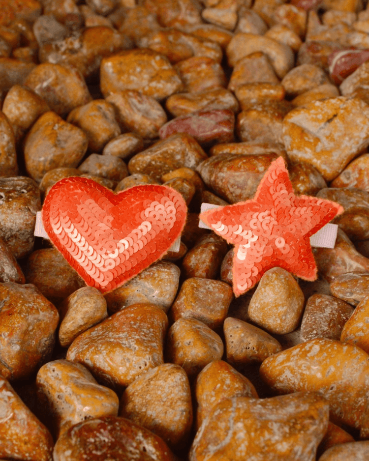 Anaario Heart-Star Clip, Orange hair clip for kids