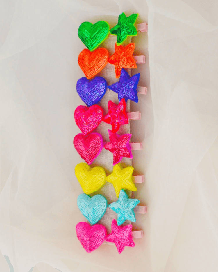 Anaario Heart-Star Clip (Set of 8), assorted colours hair clip set for kids