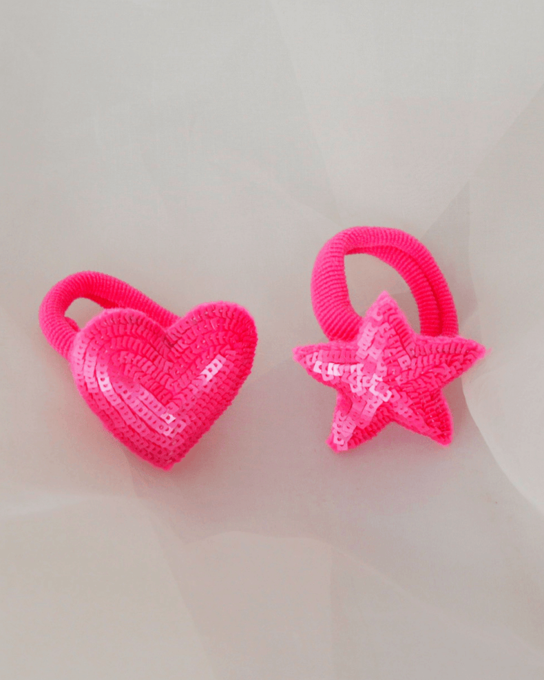 Anaario Heart-Star Hair Ties, Light Pink hair tie for kids