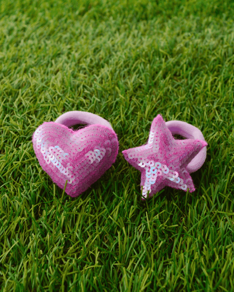 Anaario Heart-Star Hair Ties, Purple hair tie for kids
