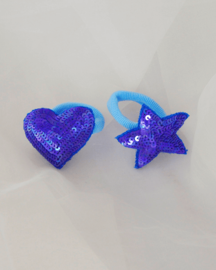 Anaario Heart-Star Hair Ties, Blue hair tie for kids
