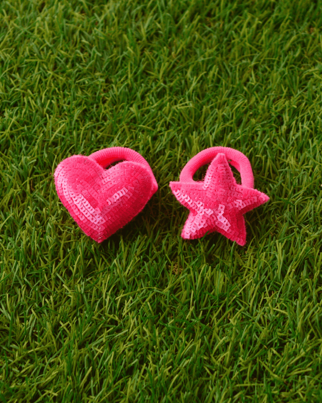 Anaario Heart-Star Hair Ties, Light Pink hair tie for kids
