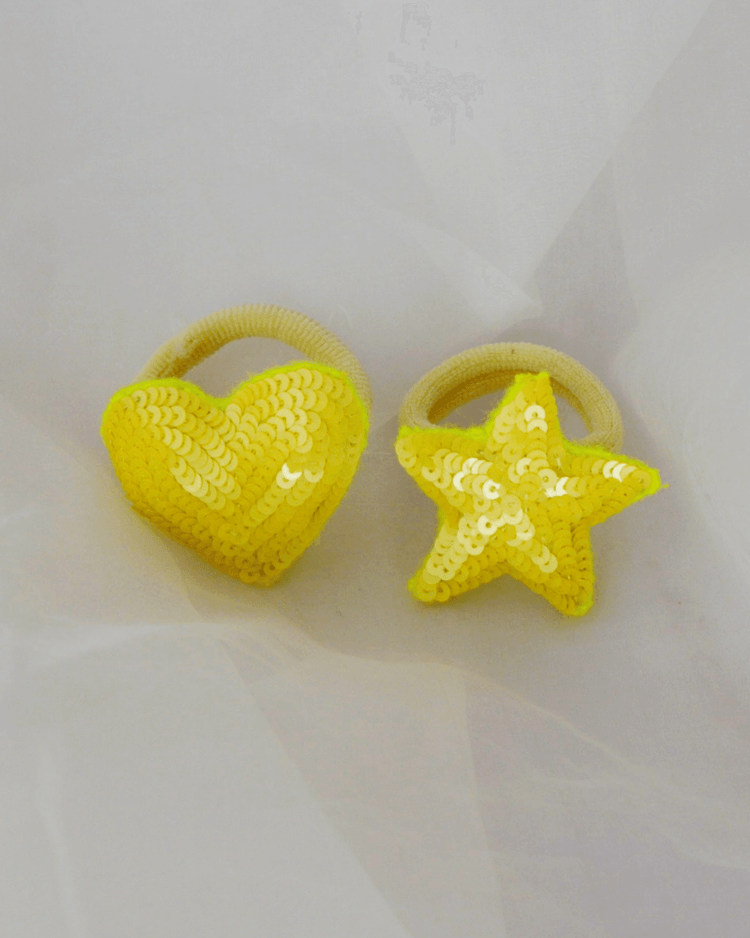 Anaario Heart-Star Hair Ties, Yellow hair tie for kids