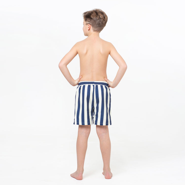 Navy and White Stripes, Serene Whales Reversible Flipout Shorts