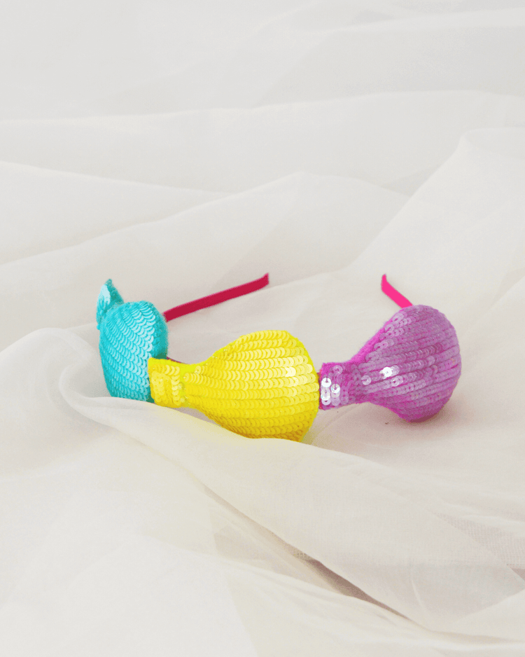 Anaario Parachute Hairband (Set of 3), Purple + Yellow + Light Blue combo for kids