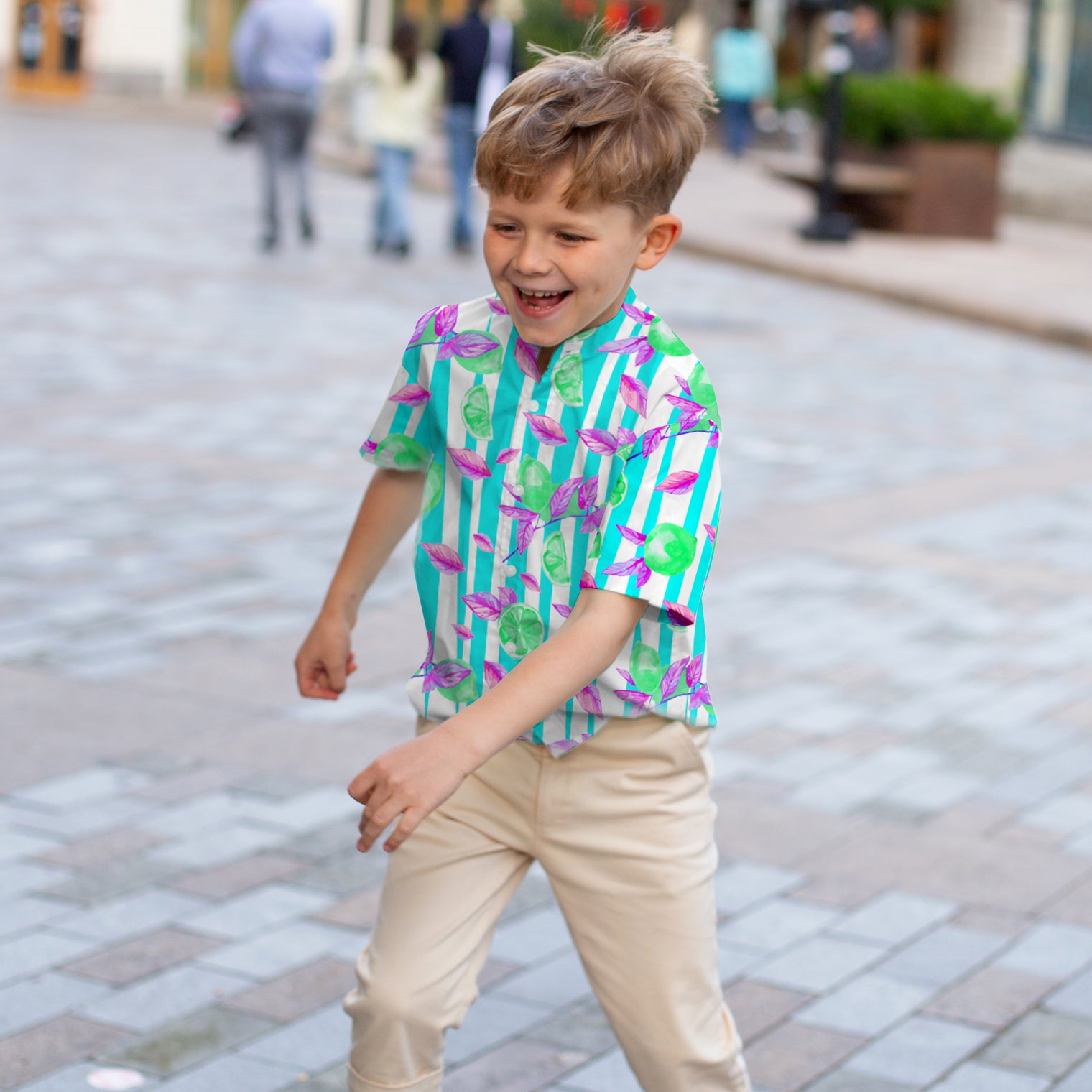 Tropic Classique Shirt (Neon lime and leaves)