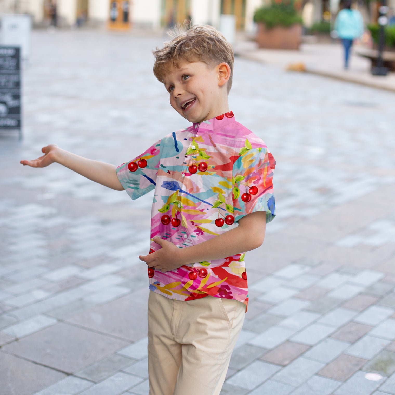 Tropic Classique Shirt (Multicolored splashes and cherries)