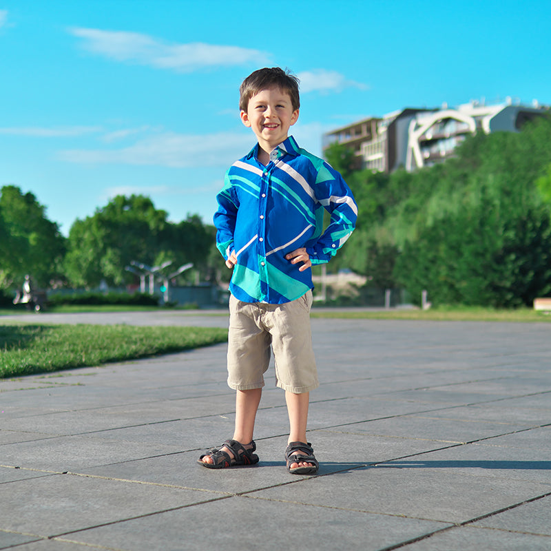 Classique Shirt - Blue and white angled stripes