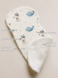 Puppy & Whale Bamboo Baby Burp Cloth features