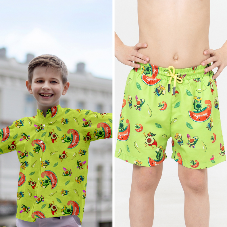 Tropic Classique Co-ord Set (Avocado and Watermelon)