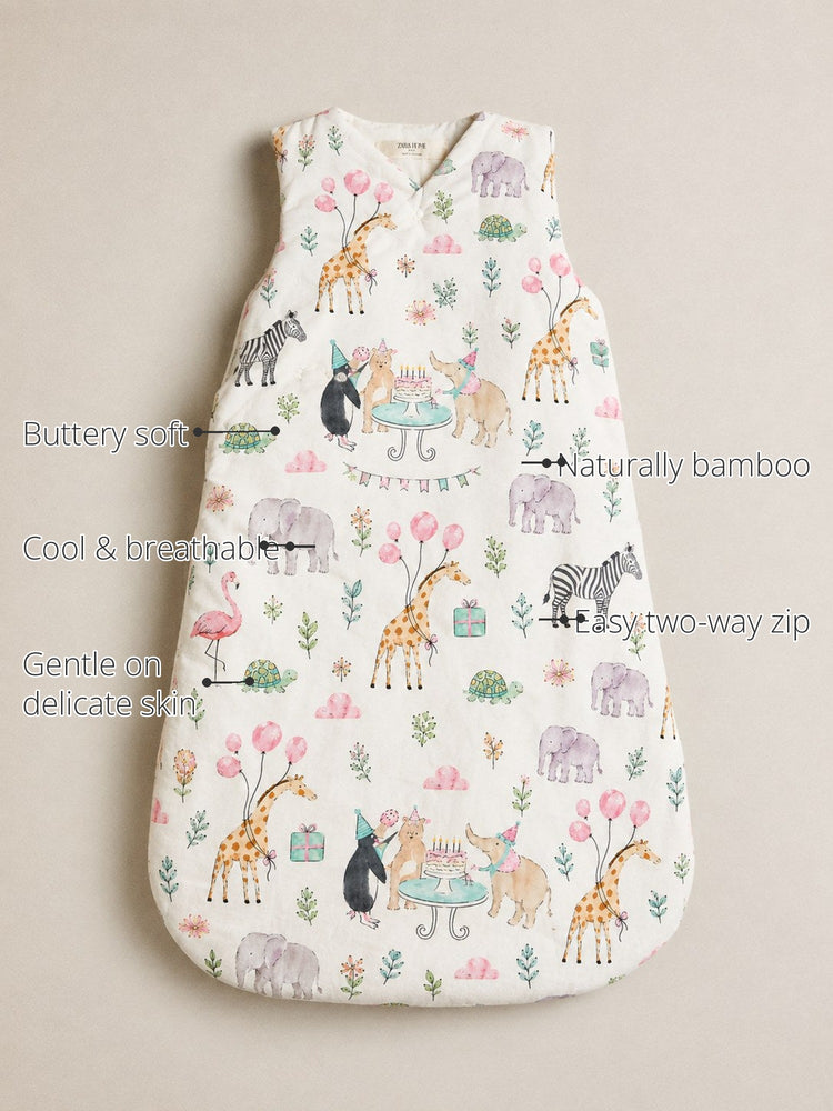Giraffe Birthday Party Bamboo Baby Sleeping Bag features