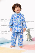 Blue Floral Girls' Cotton Co-ord Set features