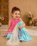 Pink Teal Girls' Palazzo Set features