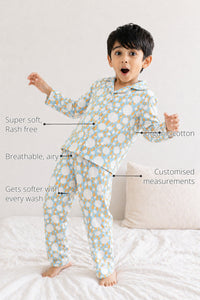 Ivory and Tangerine Poppy Raindrops Boys' Night Suit features