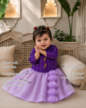 Purple Bird Baby Jacket-Lehenga Set features