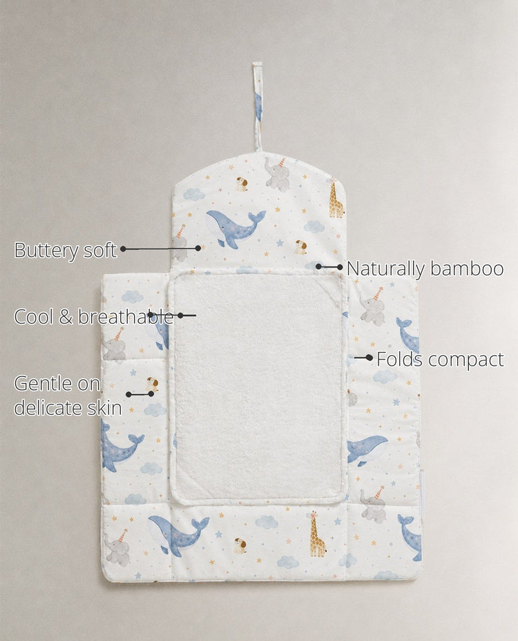 Blue Whale Bamboo Baby Changing Mat features
