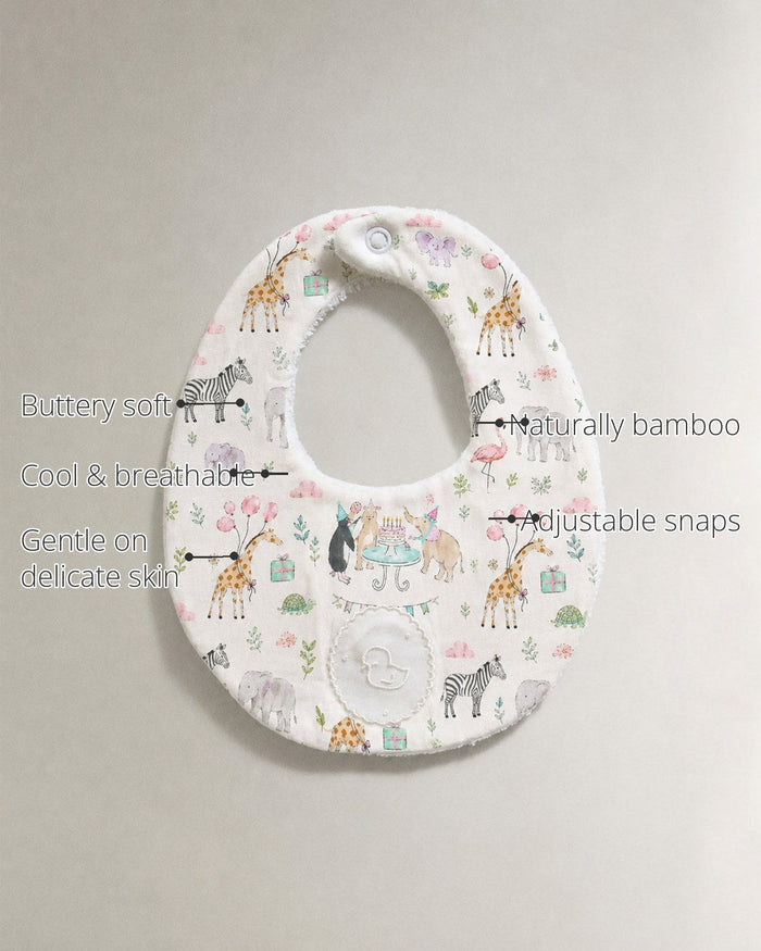 Giraffe Birthday Party Bamboo Baby Bib features