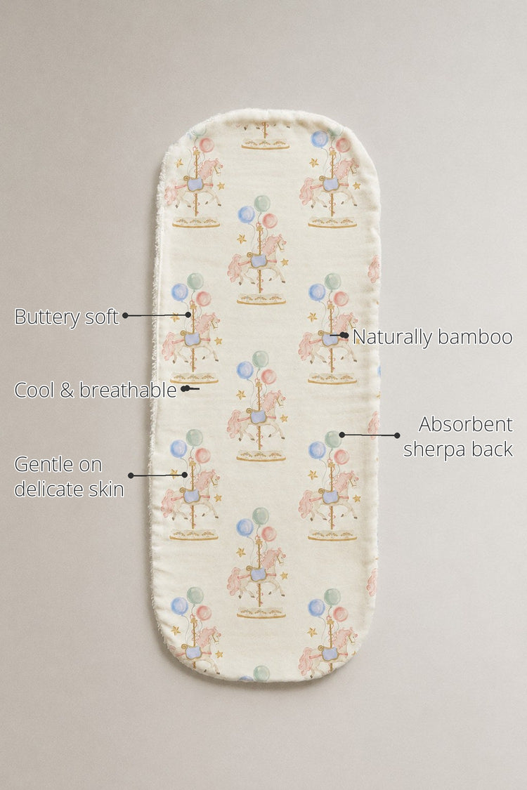 Carousel Bamboo Baby Burp Cloth features