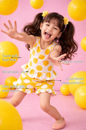 The Marigold Polka Girls' Shorts Set features