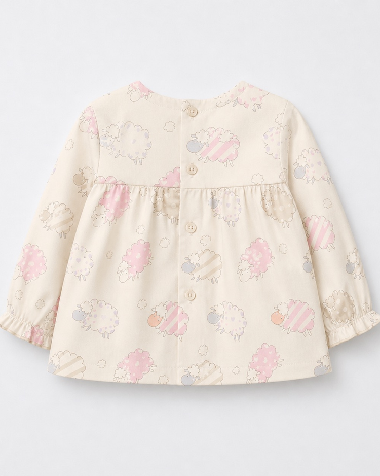 Cream Sheep Peplum Baby Co-ord Set