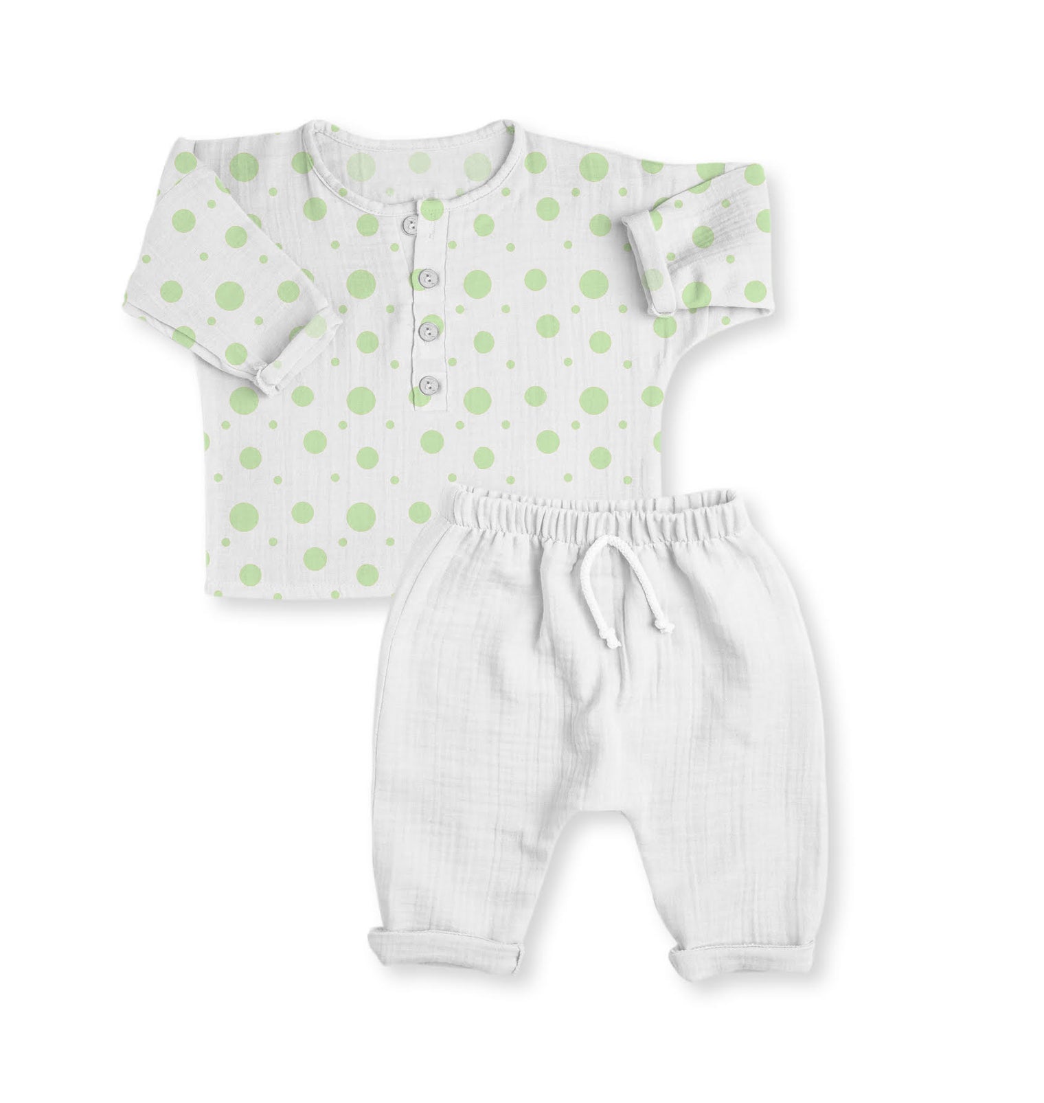 Sage green polka dots