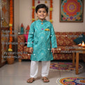 The Turquoise Toy-Pocket Girls' Kurta Set features