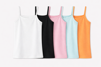 Girls Multi-Coloured Sleeveless Bamboo Vest (Pack of 5)