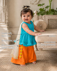 Teal Orange Baby Palazzo Set features
