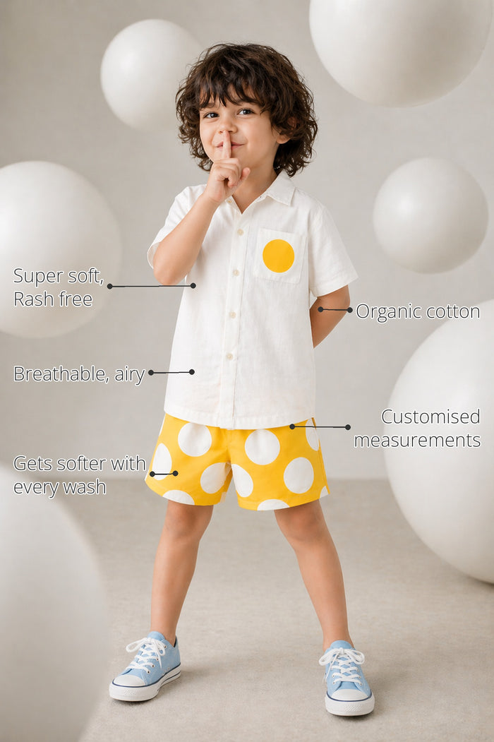 Yellow Pop Pocket Boys' Shirt Set features