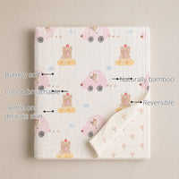Pink Teddy Bamboo Baby Quilt features