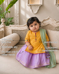 Light Orange Lilac Baby Lehenga Set features